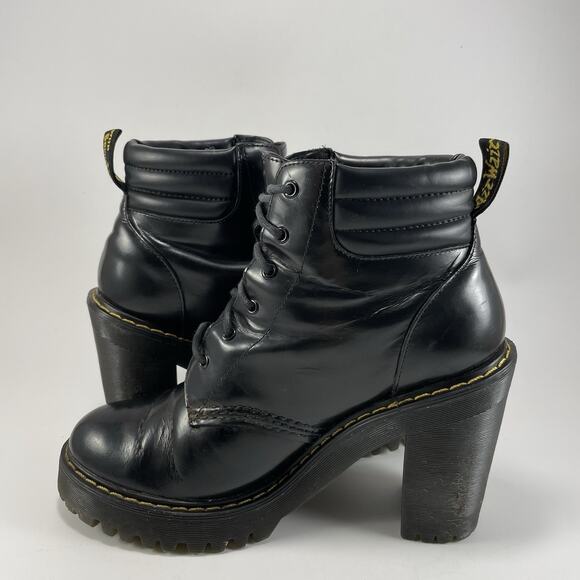 Dr Doc Martens Persephone Heeled Leather Lace Up Boots Black Womens Size 7 - Picture 11 of 11